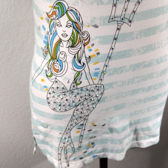 Johnny Was 4 Love & Liberty Mermaid Swarovski Crystals Tee Sz S NWT - Picture 3 of 8